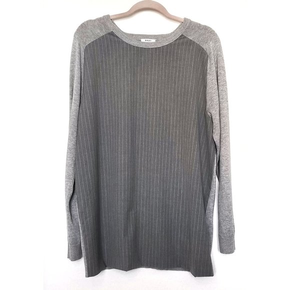 DKNY Crewneck Sweater with Pinstripe Suiting Front - Picture 1 of 5